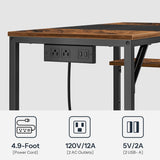 HOOBRO Computer Desk, Home Office Desk with Power Outlet, Writing Desk with 2 Shelves, Modern Small Desk for Home Office, Study, Easy to Assemble, Rustic Brown and Black BF43UDN01 HOOBRO