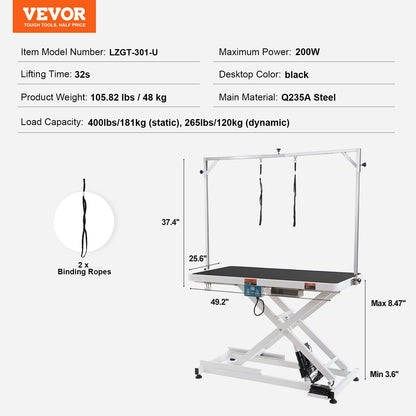 VEVOR 50" Electric Pet Grooming Table, Heavy Duty Dog Grooming Arm for Large Dogs, Height Adjustable Dog Grooming Station, Anti Slip Tabletop/Dog Grooming Station, Max Bearing 400LBS - WoodArtSupply