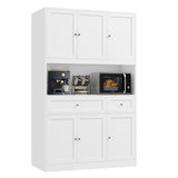 BOTLOG 72" Kitchen Pantry Cabinet, Kitchen Hutch with Microwave Stand, Buffet Cabinet with Hutch for Kitchen Dining Room, White BOTLOG