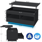 HOMMPA LED Coffee Tables for Living Room 2 Piece Set, Lift Top Coffee Table and LED TV Stand with Power Outlets for up to 70" TV, Coffee Table with Hidden Compartment & 2 Open Shelve & 2 Drawers Black HOMMPA