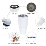 MAIKESUB 4 Pcs 30 oz Sublimation Double Wall Vacuum Insulated Cups With Lids Stainless Steel White Coffee Mugs for Vehicle Cup Holders Travel Tumbler Car Cups MAIKESUB