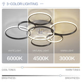 SNOWUNDER 41" Modern Ceiling Fan with Light, Flush Mount Celing Fan with Led Light and Remote Control for Living Room，Tri-Color Light 6-Speed Wind SNOWUNDER