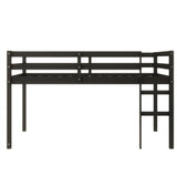 PVWIIK Loft Bed/Twin Size with Under The Bed Storage and Ladder for Kids/Boy/Girl Bedroom,Wooden Bedframe with Slats Support & Easy to Assemble,No Box Spring Needed,Black PVWIIK