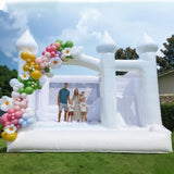 White Bounce House with Slide& Ball Pit for Adults,Commercial PVC 15FT Large Inflatable Bounce House Castle Outdoor with 950W Powerul Blower,Wedding Birthday Party Decorations 15x15x10FT awesmflate