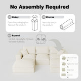 ZIGHTH 108" Plush Corduroy L Shaped Sectional Cloud Sofa Couch with Ottoman, Soft Deep Seat Modular Sectional Couches for Living Room,No Assembly. Beige ZIGHTH