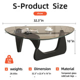 Modern Glass Coffee Table, Mid Century Small Coffee Table, Coffee Table for Living Room,Suitable for Bedroom Living Room Reception Office Tables (Black/Transparent, Small) LZYFY