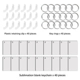 LaiHiulaan 120 Pcs Sublimation Keychain Blanks Rectangle Bulk Products Double Sides 40 MDF Sublimation Keychains Blank with 80 Rings and Clips Heat Transfer for Craft LaiHiulaan
