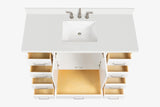 ARIEL Cambridge 55" White Bathroom Vanity with Sink, 1.5" Edge Pure White Quartz Countertop & Backsplash, Center Rectangular Sink, 2 Soft Closing Doors, 9 Full Extension Dovetail Drawers ARIEL