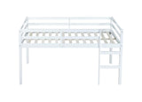 Bellemave Low Loft Bed, Wood Full Loft Bed Frame with Guardrail for Kids Boys Girls, No Box Spring Needed, White Bellemave