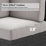 LayinSun 15 Piece Patio Furniture Set with Fire Pit Table, Outdoor Conversation Sets Wicker Rattan Sectional Sofa with Coffee Table LayinSun