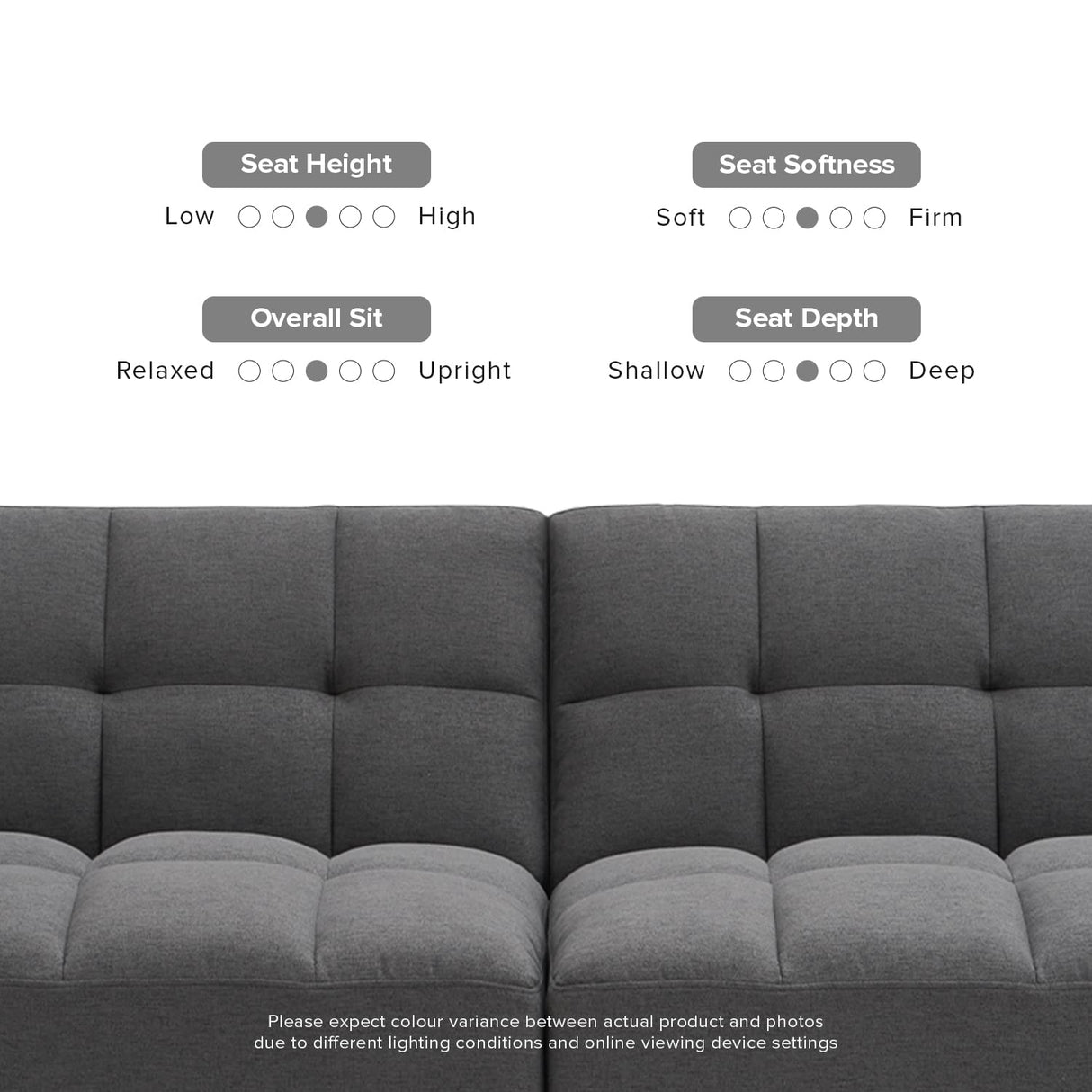 mopio Aaron Couch, Small Sofa, Futon, Sofa Bed, Sleeper Sofa, Loveseat, Mid Century Modern Futon Couch, Sofa Cama, Couches for Living Room, Bedroom (Dark Gray, Fabric) mopio
