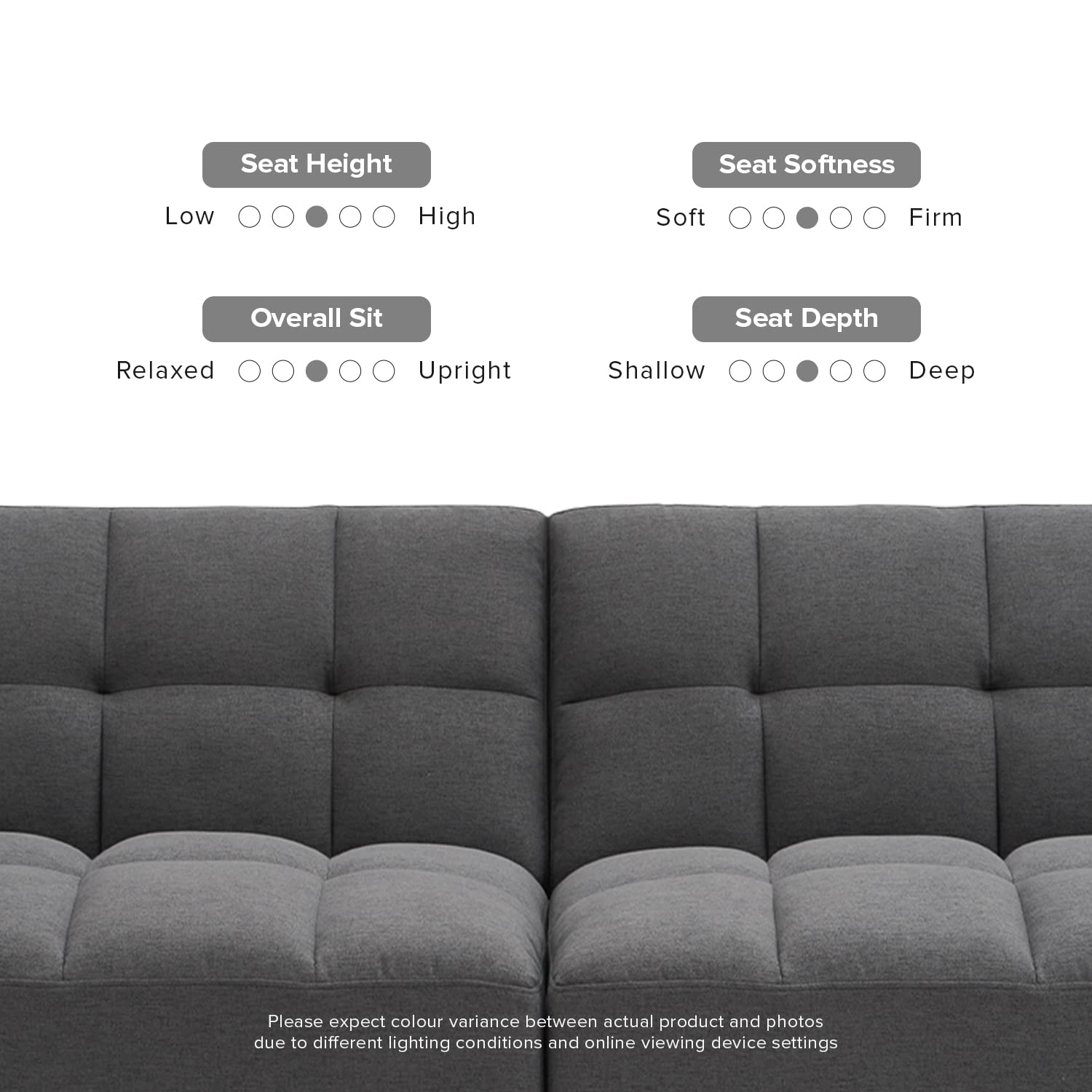 mopio Aaron Couch, Small Sofa, Futon, Sofa Bed, Sleeper Sofa, Loveseat, Mid Century Modern Futon Couch, Sofa Cama, Couches for Living Room, Bedroom (Dark Gray, Fabric) - WoodArtSupply