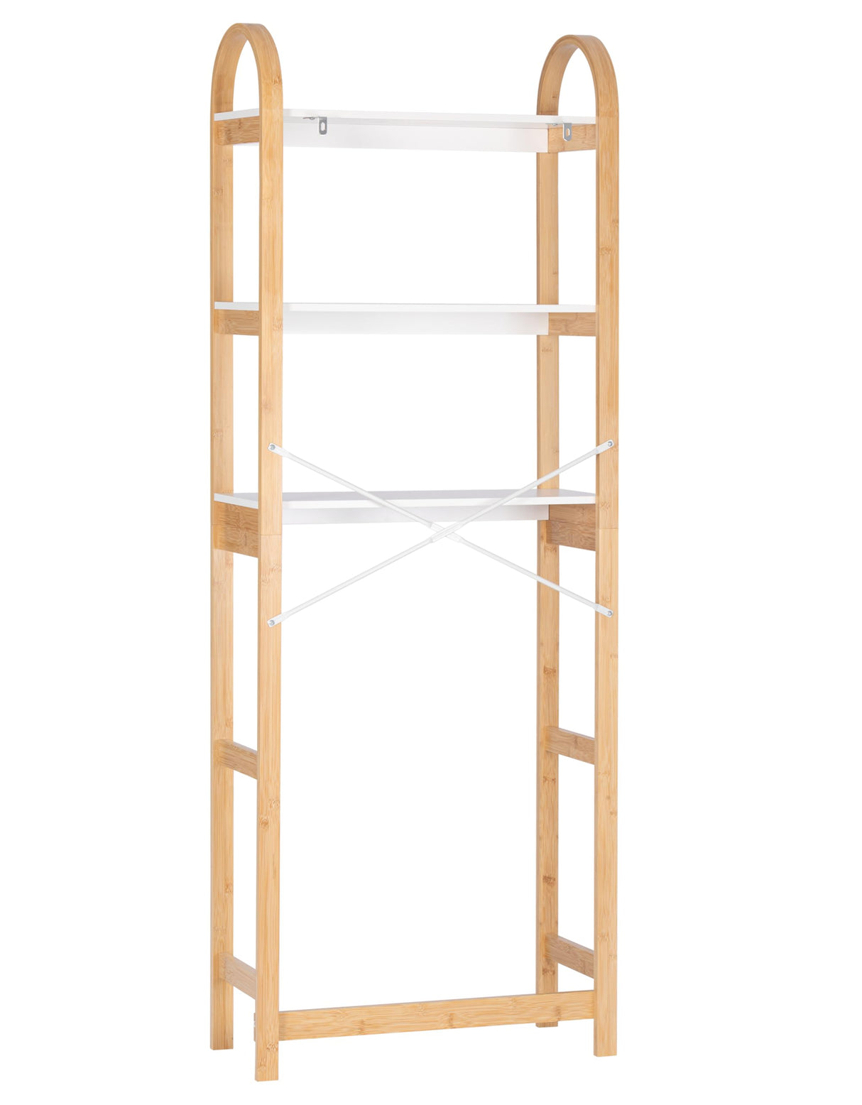 Spirich Over The Toilet Storage Shelf, 3-Tier Over Toilet Bathroom Organizer, Space-Saving Above Toilet Storage Shelf Rack with Bamboo Frame Spirich
