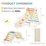 HOMMOW 7-in-1 Pikler Triangle Set with Cushion, Wooden Pikler Triangle Climbing Set with Arch, Ramp & Ladder, Large Foldable Montessori Jungle Gym, Indoor Climbing Toys for Toddlers-Rainbow HOMMOW