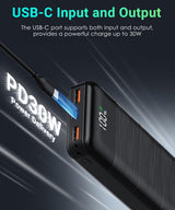 LOVELEDI Power-Bank-Portable-Charger - 32000mAh Power Bank Output PD 30W and QC4.0 Fast Charger Portable Charger with Built-in LED Display Compatible with Smartphones and All USB Devices (Black) LOVELEDI