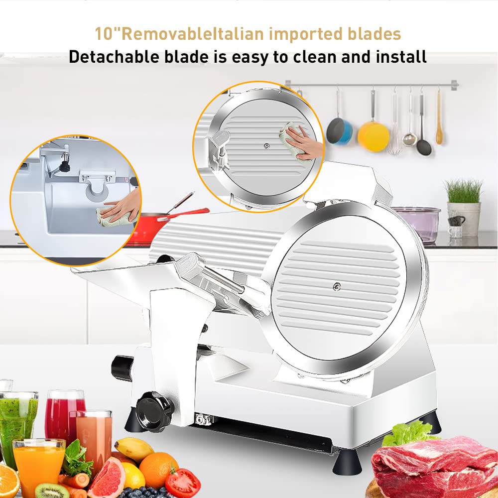 Meat Slicer,Commercial Meat Slicer,340W Frozen Meat Cheese Deli Slicer,10 inch Electric Food Slicer,Easy to Clean,Low Noises, Home Use and for Commercial-Meat Slicer for Home LELOCLE