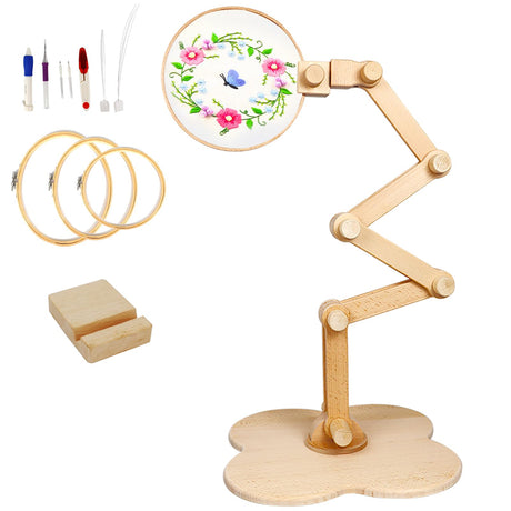 SolidGnik Large Embroidery Stand,Adjustable Embroidery Hoop Holder,Rotated Cross Stitch Stand,Wood Embroidery Hoop Holder SolidGnik