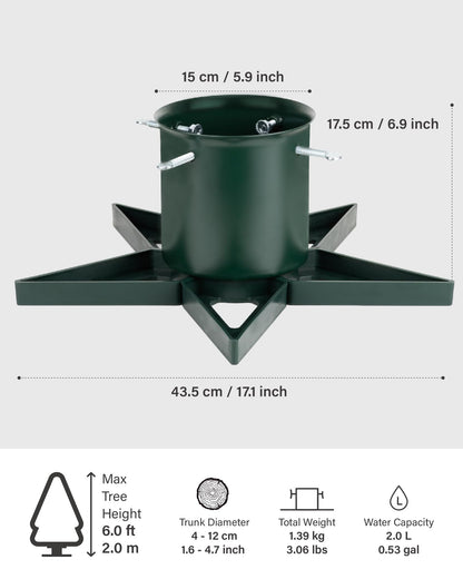 Christmas Tree Stand for 6ft Real Tree Green Christmas Tree Holder for Holiday Home Party Christmas Tree Decorations Fits Up to 4.7" Live Xmas Tree Trunks