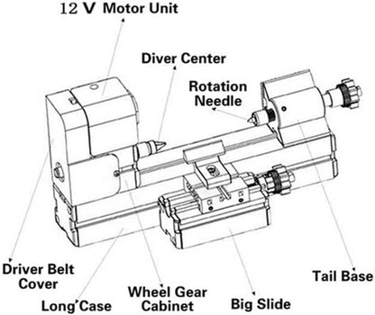 Mini Lathe Kit, 12V DC 60W 12000RPM High Power Micro Lathe Machine Mini Lathe Machine with Drill Chuck Mini Metal Lathe Machine, Power Metal Lathes (US Plug) Wen Lathe Power lathes