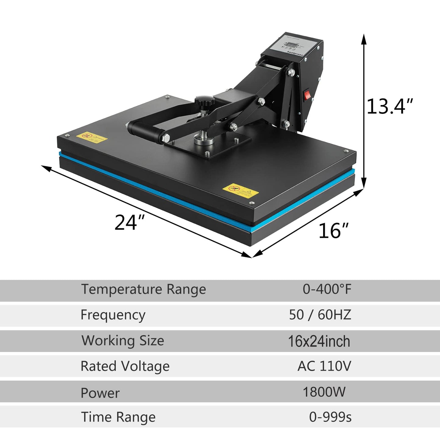 SmarketBuy Heat Press 16x24 Inch, High Pressure Clamshell Heat Press Machine 1800W, Large Heat Press Digital Control Heat Transfer Machine for T Shirts