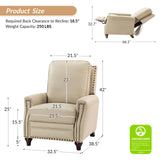 HULALA HOME Genuine Leather Recliner Chair Set of 2, Push Back Recliner Armchair with Thick Seat and Backrest, Comfy Adjustable Home Theater Single Recliner w/Nailhead Decor for Living Room(Beige) HULALA HOME