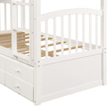 Harper & Bright Designs Twin Over Twin Bunk Bed with Trundle, Wooden Bunk Bed with 3 Storage Drawers and Safety Rail, Can be Convertible to 2 Beds, No Box Spring Required (White) Harper & Bright Designs