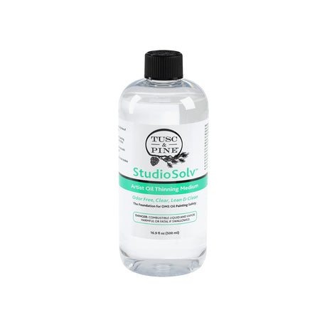Tusc & Pine StudioSolv™ Odorless Mineral Spirits 16.9oz (500ml) - Purified Odor-Free Spirit Solvent for Thinning Oils, Artists, Painting Thinner, Professionals, & More! Tusc & Pine