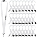 OMISTAR 50 PCS Sublimation Blank Lanyards, Bulk White Sublimation Lanyards with Detachable Buckles, Neck Lanyards Heat Transfer Lanyard for ID Badge Holder Keychain Gifts OMISTAR
