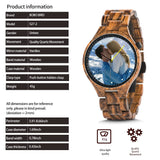 2win Personalized Custom Watch Printing Photo for Men Unique Wood Wristwatch Anniversary Watch for Him & Families 2win