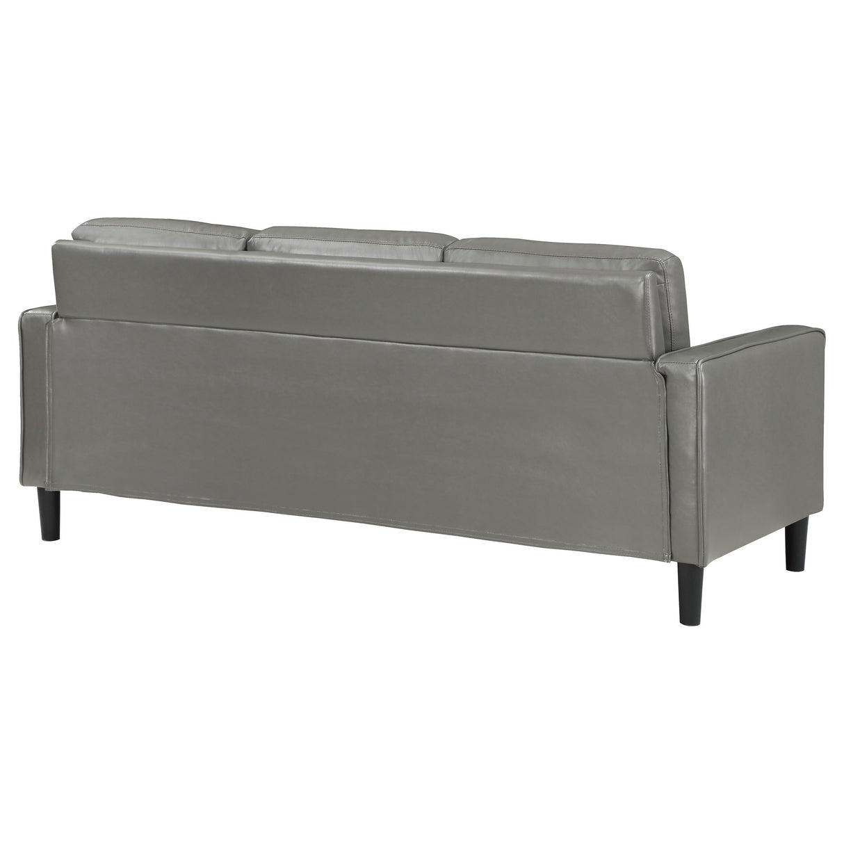 Coaster Home Furnishings - Ruth - Faux Leather Upholstered Track Arm Stationary Sofa with Foam Seat and Webbed Backrest - Transitional - Living Room - Gray - 508365 Coaster Fine Furniture