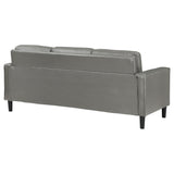Coaster Home Furnishings - Ruth - Faux Leather Upholstered Track Arm Stationary Sofa with Foam Seat and Webbed Backrest - Transitional - Living Room - Gray - 508365 Coaster Fine Furniture