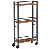 MAHANCRIS Slim Rolling Cart, Mobile Kitchen Cart on Wheels, Narrow Storage Cart for Small Space, Wooden Service Cart, for Bathroom, Laundry, Living Room, Rustic Brown RCHR1501Z MAHANCRIS