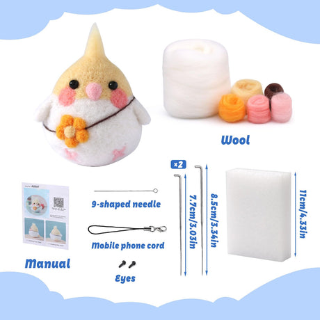 SOCNITC Needle Felting Kit for Beginners, Animal Doll Making Supplies with Tools, Soft Wool Roving, Foam Mat, Instructions, Accessories for Adults SOCNITC
