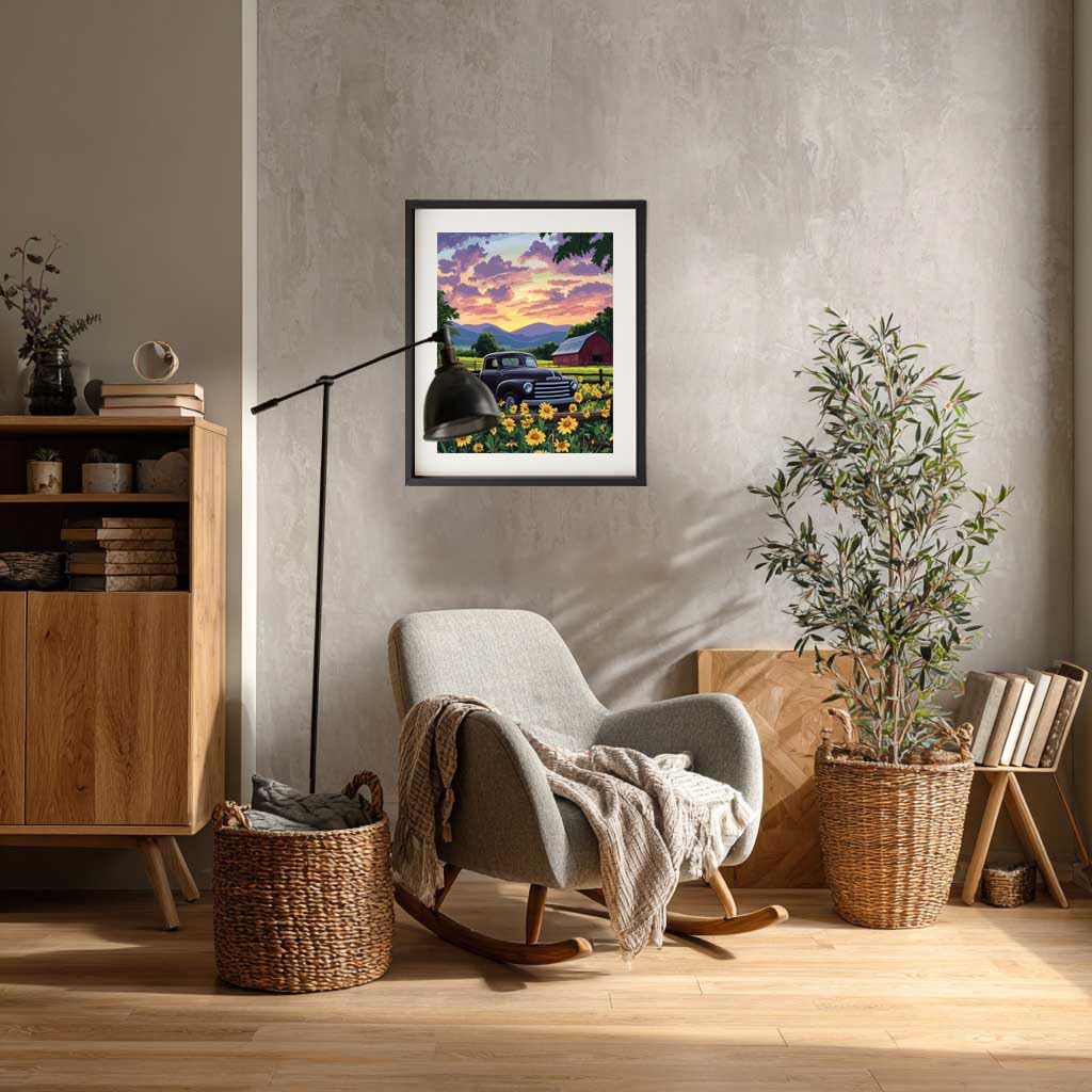 Paint by Numbers Barn, Classic Cars Paint by Number Kit for Adults, Truck Wall Art, Farm Acrylic Painting, Rustic Country Landscape Poster Home Decor - Mountain Flower(16x20inch, No Frame) Cawpom