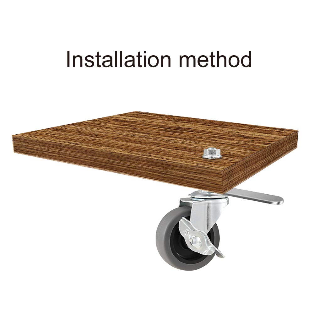 WHARSTM Caster Wheels, 3" Locking Swivel Stem Casters Set with Brake of 4, 3/8"-16 x 1" (Screw Diameter 3/8", Length 1")Rubber Casters with 360 Degree No Noise Wheels WHARSTM