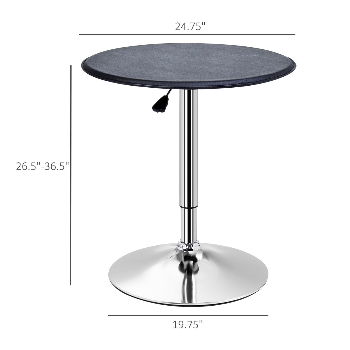 HOMCOM 25" Round Bar Table, Adjustable Height and 360° Swivel Pub Table for Living Room Dining Room Bar Bistro, Black HOMCOM