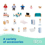 OOOK Wooden Dollhouse for Kids, Doll House with Simulated Luxury Furniture Set, Dollhouse Playset Gifts for Girls Toddlers (Including 4 Family Dolls OOOK