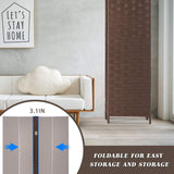 FDW Room Divider 4 Panel Wood mesh Woven Design Room Screen Divider Wooden Screen Folding Portable partition Screen Screen Wood for Home FDW