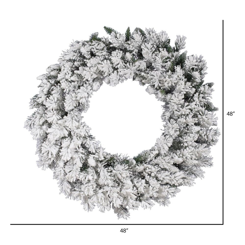 Vickerman 48" Flocked Snow Ridge Artificial Christmas Wreath, Unlit Vickerman
