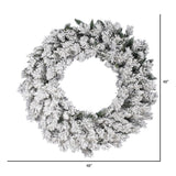 Vickerman 48" Flocked Snow Ridge Artificial Christmas Wreath, Unlit Vickerman