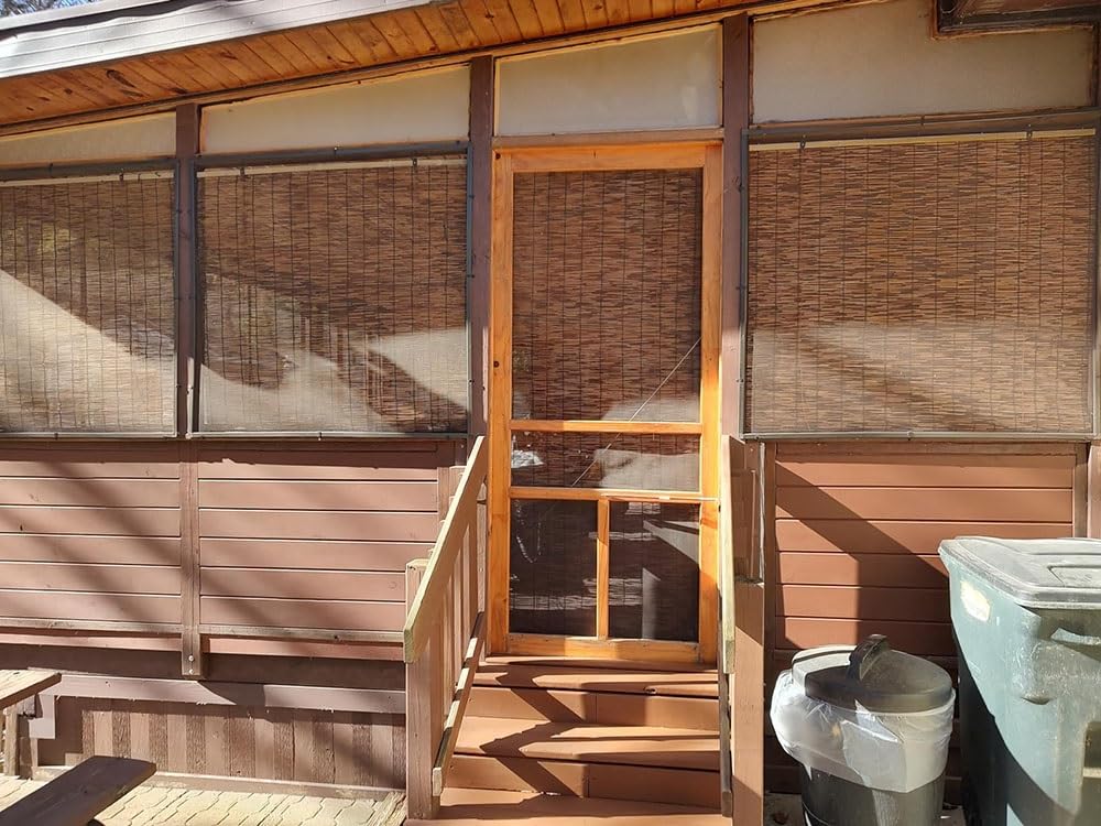 Outdoor Bamboo Blinds for Patio Sun Shade, UV Resistant Window Roller Shades Woven Roll Up Bamboo Curtain Thermal Insulated Cordless 23 35 42 45 52 58 60 65 70 72in Wide (Size : 44in x 64in(W x H)) VELLOW