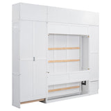 Harper & Bright Designs Full Size Murphy Bed Cabinet Wall Bed Chest with Storage Shelves, Drawers and Built-in Wardrobe Wood Murphy Bed Frame for Home Office or Small Room - White Harper & Bright Designs