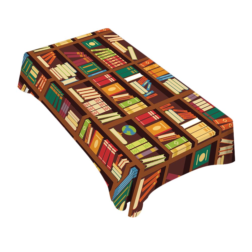 TKS MITLAN Book Shelf Tablecloth Decor Retro Bookshelf Literature Books Table Cloth Dining Room Kitchen Table Cover 60" X 84" Oblong/Rectangle TKS MITLAN
