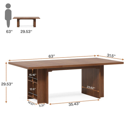 Tribesigns 63 Inches Office Executive Desk, Home Office Desk Large Computer Writing Table with Storage, Wood Workstation Desk Small Conference Table - WoodArtSupply