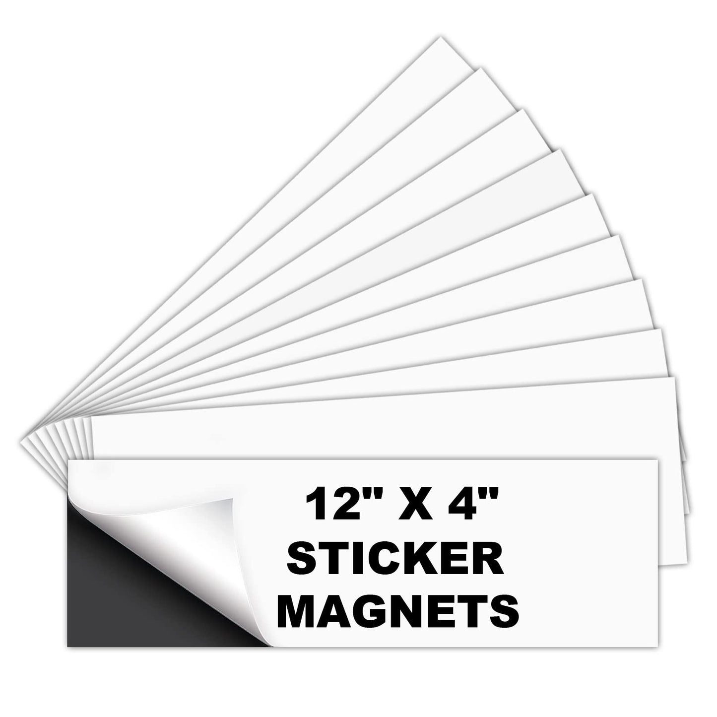 10 Pack Bumper Sticker Magnet, 4"x12" Flexible Magnetic Bumper Sticker with Self Adhesive, Cut-to-Size Bumper Sticker Magnetizer, Turn Any Decal Into a Magnet