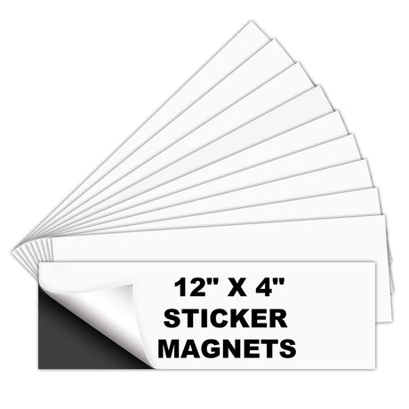 10 Pack Bumper Sticker Magnet, 4"x12" Flexible Magnetic Bumper Sticker with Self Adhesive, Cut-to-Size Bumper Sticker Magnetizer, Turn Any Decal Into a Magnet XIHEYOMI