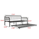 JURMERRY Metal Daybed Frame with Trundle Twin Size Heavy Duty Steel Slats Support Platform Furniture,Textured Black… JURMERRY