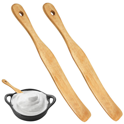 2Pcs Wooden Spatula for Cooking, Sourdough Spurtles Kitchen Tools Wooden Spurtle Spatula Dough Stir with Hanging Holes Sourdough Spatula, Kitchen Sourdough Tools Fermentation Use Wood Spatula