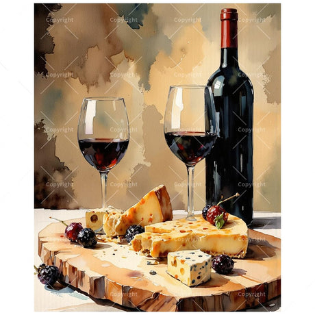 Still Life Paint by Numbers Kit for Adults - DIY Wine, Cheese and Berries on Wooden Board Painting on Canvas 16x20 Inches, Acrylic Paint Set, Suitable for Beginners, Art for Home Decoration or Gifts DecorFriday