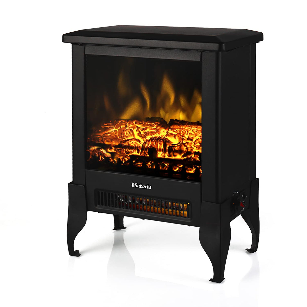 TURBRO Suburbs TS17 Compact Electric Fireplace Stove, 18” Freestanding Stove Heater with Realistic Flame - CSA Certified - Overheating Safety Protection - for Small Spaces - 1400W TURBRO